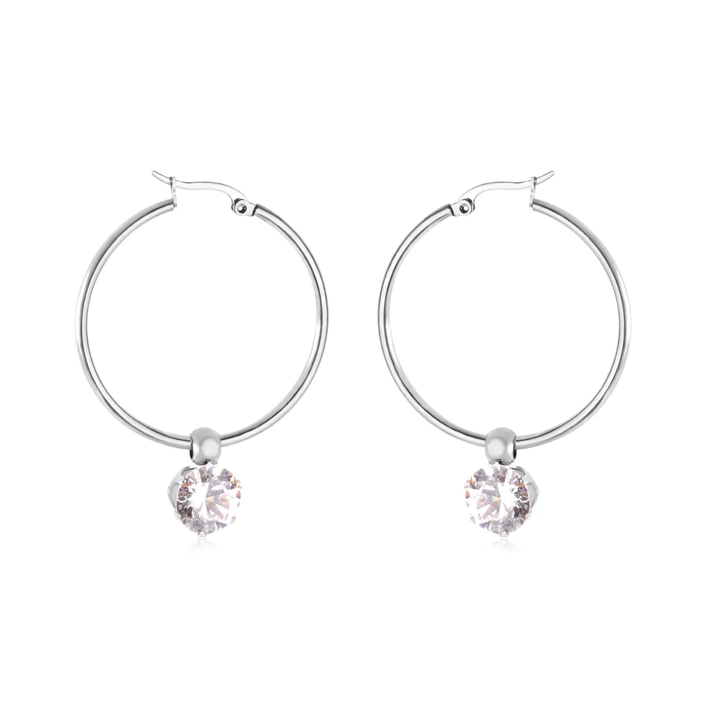 LUXUKISSKIDS Heart CZ Drops Large Hoops Earrings Exaggerated 3pairs/set Steel Luxury Jewelry For Women Gifts Removable Synthetic