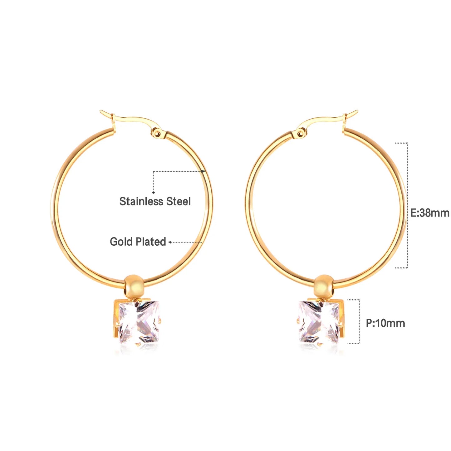 LUXUKISSKIDS Heart CZ Drops Large Hoops Earrings Exaggerated 3pairs/set Steel Luxury Jewelry For Women Gifts Removable Synthetic