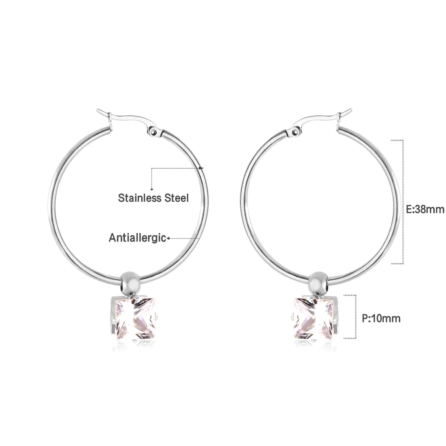 LUXUKISSKIDS Heart CZ Drops Large Hoops Earrings Exaggerated 3pairs/set Steel Luxury Jewelry For Women Gifts Removable Synthetic