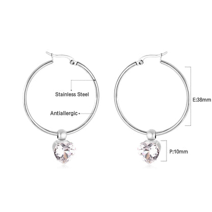 LUXUKISSKIDS Heart CZ Drops Large Hoops Earrings Exaggerated 3pairs/set Steel Luxury Jewelry For Women Gifts Removable Synthetic