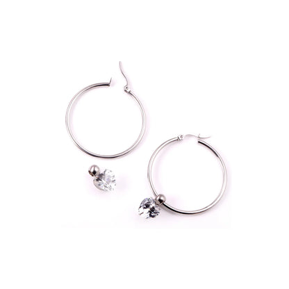 LUXUKISSKIDS Heart CZ Drops Large Hoops Earrings Exaggerated 3pairs/set Steel Luxury Jewelry For Women Gifts Removable Synthetic